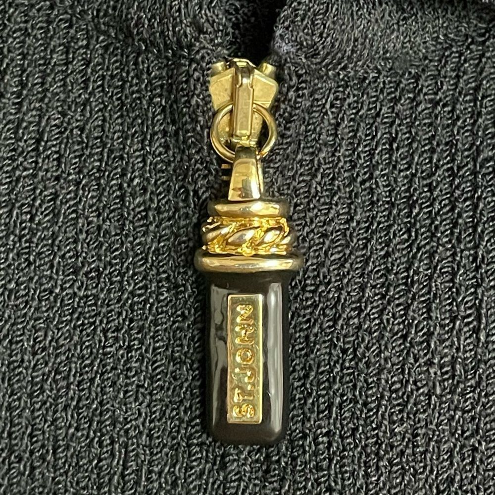 St John Collection Black Santana Knit Zip Jacket Gold Buttons Size Small USA - Picture 10 of 15